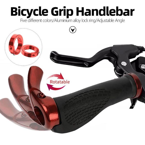 

bike handlebars &components 2pcs bicycle grip handlebar end anti-slip rubber skid-proof grips aluminium alloy lock mountain handle bar