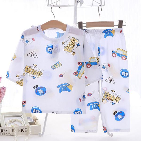 

zaraairconditioner children's long sleeve homewear boys and girls pajamas air conditioning zaraing set clothing sets, White