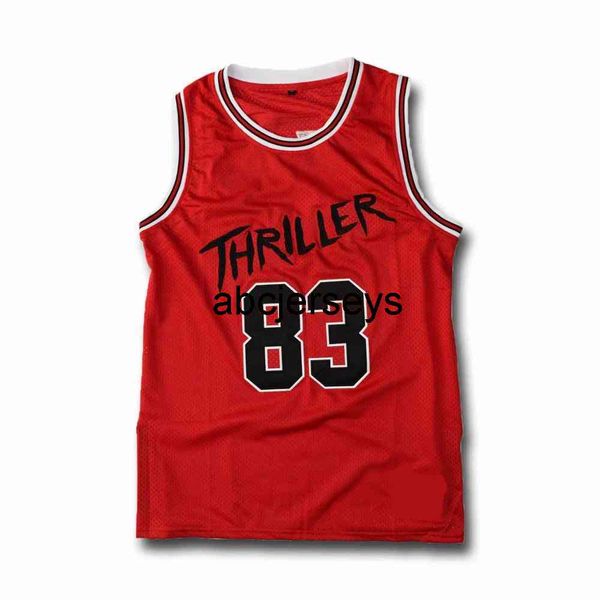 

full embroidery jackson #83 thriller men basketball jersey retro college jersey xs-6xl, Black