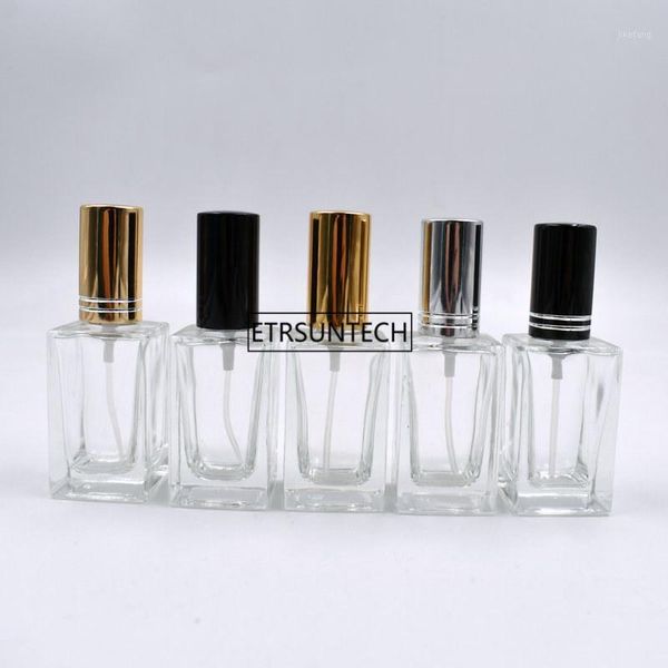 

storage bottles & jars 100pcs 15ml square glass perfume atomizer, empty parfum bottle silver gold black cap, cosmetics spray f2244