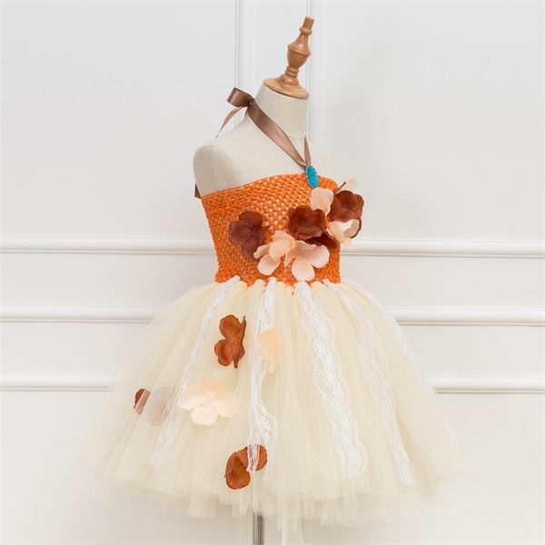 

pengpeng girls princess orange sleeveless neck hanging children's flower mesh dress women, Red;yellow