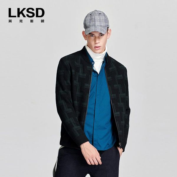 

autumn winter male jacket fashion causal stand collar geometry printed men's cothing coat u16080041 jackets, Black;brown