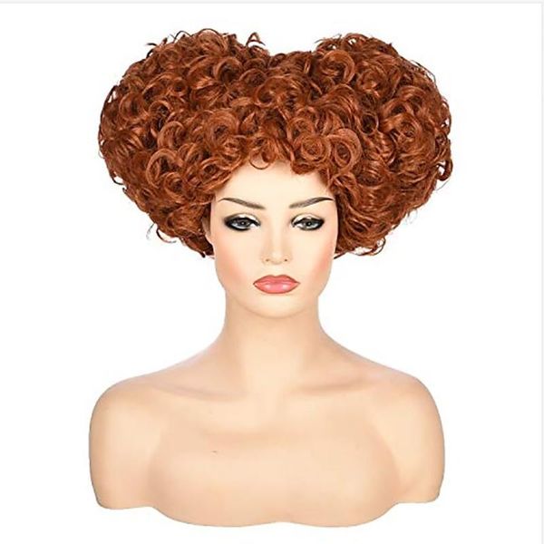 Synthetische Perücken HAIRJOY Winifred Sanderson Kostüm Hocus Pocus Kurz Braun Rot Cosplay Haar Für Frauen