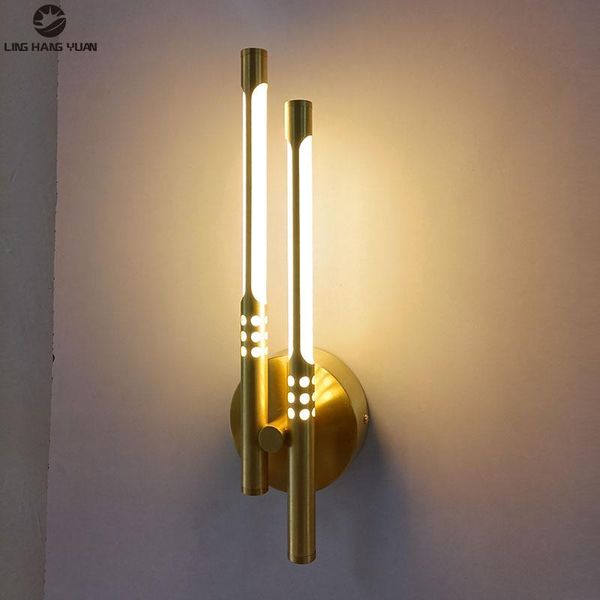 

nordic luxury indoor wall lamps led sconce for bedroom bedside background copper decoration creative home light lamp