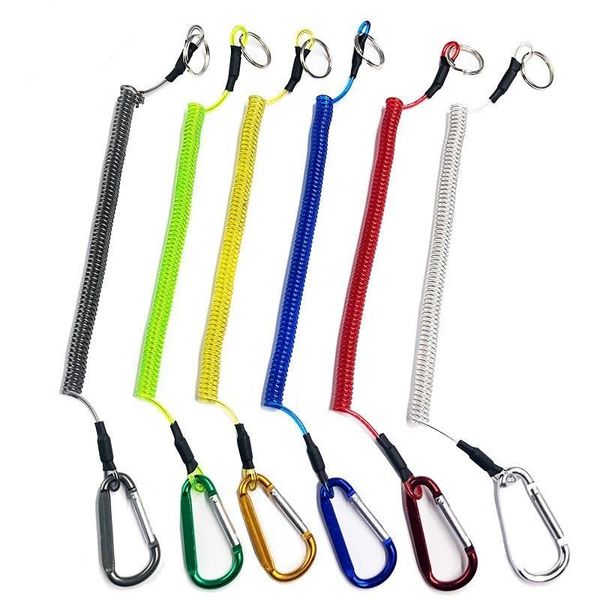 

fishing accessories steel wire lanyards boating ropes retention string rope camping carabiner secure lock tools