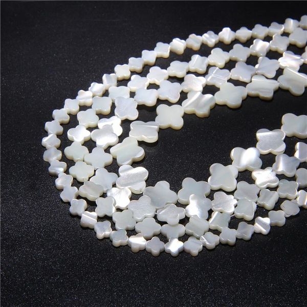 

other white natural mother of pearl shell clover beads lucky four-leaf pendant oyster flower flat for jewelry making 15"