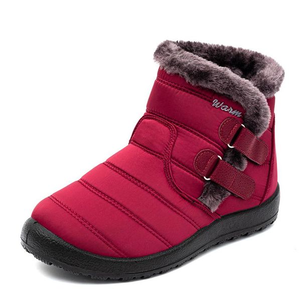 

boots 2022 women warm plush snow ladies soft ankle waterproof no-slip shoes woman solid color female, Black