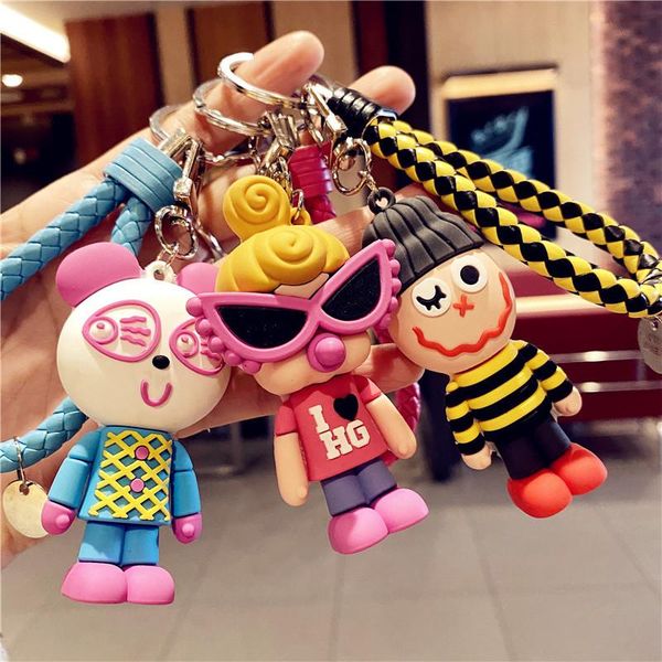 

keychains creative women glasses keychain cute doll christmas year fun happy clown bag pendant amusement park gifts 2021, Silver