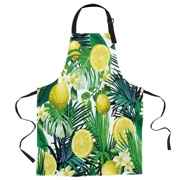 

aprons flowers tropical leaves printed kitchen cooking baking canvas sleeveless for women man kids home delantal cocina