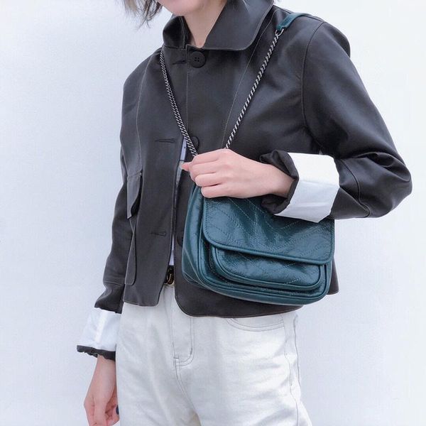 

evening bags star same style 2021 oil wax leather handbags brand one-shoulder diagonal chain bag large-capacity niki messenger