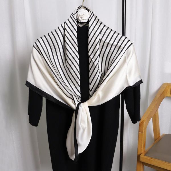 

scarves fashion kerchief silk satin neck scarf for women print hijab scarfs female 90*90cm square shawls and wraps lady, Blue;gray