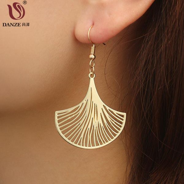 

stud danze geometric women gold big earrings for girls hyperbole hang leaf triangle metal drop ear studs jewelry, Golden;silver