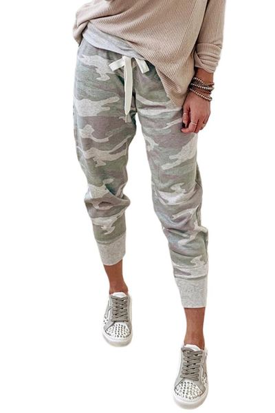 

women's pants & capris women fashion 4 colors camo cargo high waist hip hop trousers print knit sport, Black;white