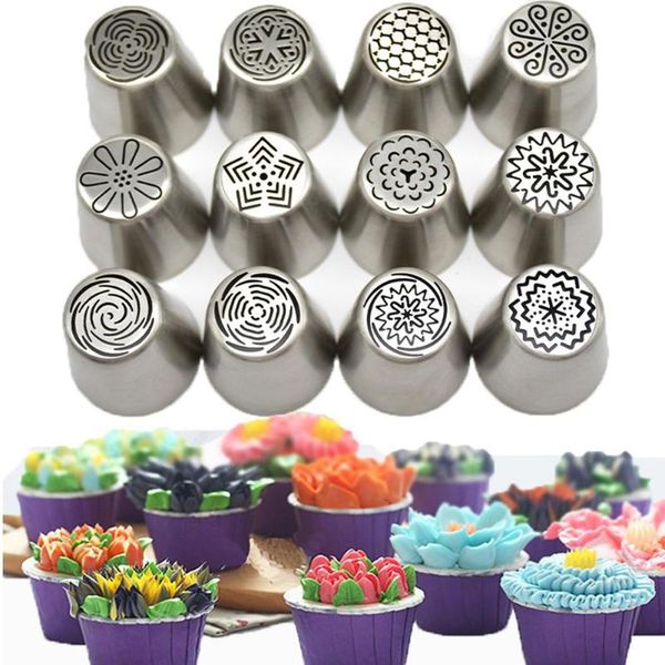 

baking & pastry tools tpfocus 12pcs/set stainless steel flower cake icing piping nozzles decorating tips