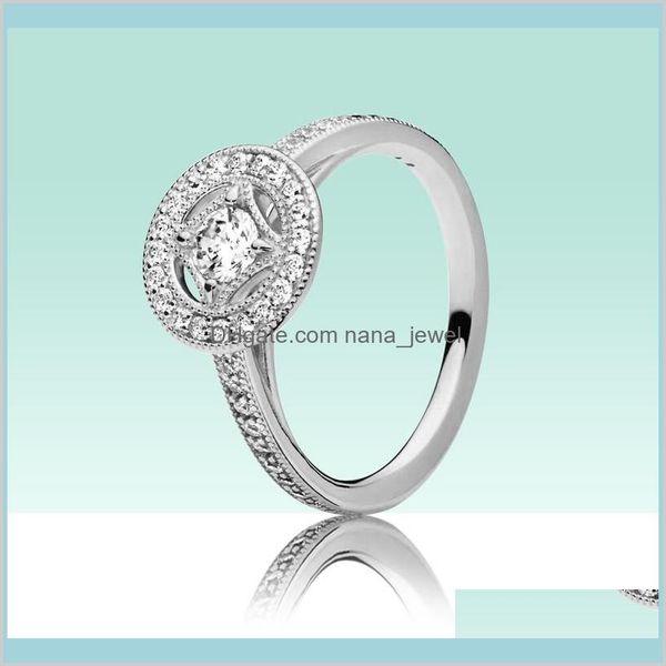

authentic 925 sterling silver vintage circle ring set for pandora cz diamond women girls wedding jewelry ring with original logo box 3 ffizg, Slivery;golden