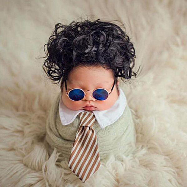 

fashion sunglasses frames born pography glasses frame props baby plain boy girl gentleman studio shooting po round decoration, Black