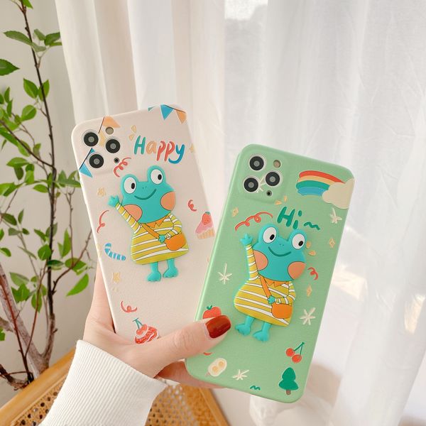 Lambskin Three Dimensional boneca Feliz Feliz Feliz Casos para iPhone 11 12 Pro Max XR XS X 7 8 Plus