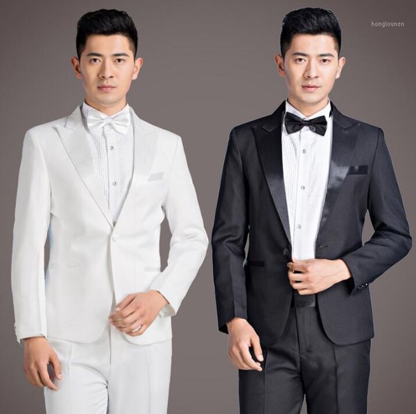 

men's suits & blazers chorus singer stage for men blazer boys prom mariage fashion slim masculino latest coat pant designs black white, White;black