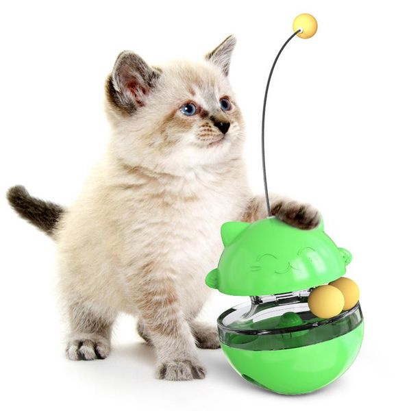 

cat toys interactive tumbler funny pet shaking leakage food container slow leaking ball puppy iq improve training