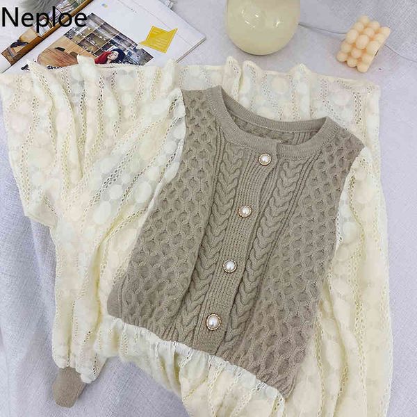 

neploe fake two patchwork dresses for women korean fashion vestidos temperament slim robe o-neck lantern sleeve female dress 210422, Black;gray