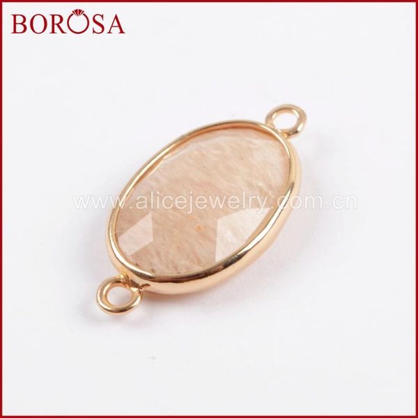 

pendants borosa 20pcs oval multi-kind faceted gem stone connectors natural pink quartz black a-gate double charms for bracelet wx1028