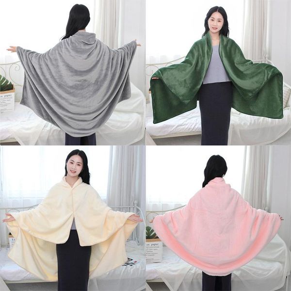 

women's sleepwear sepduvon lazy cloak blanket for child winter warming thicken coral fleece robe soft wearable blankets office break h, Black;red