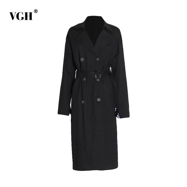 

casual patchwork striped windbreaker for female lapel long sleeve sashes hit color korean windbreakers fashion 210507, Tan;black