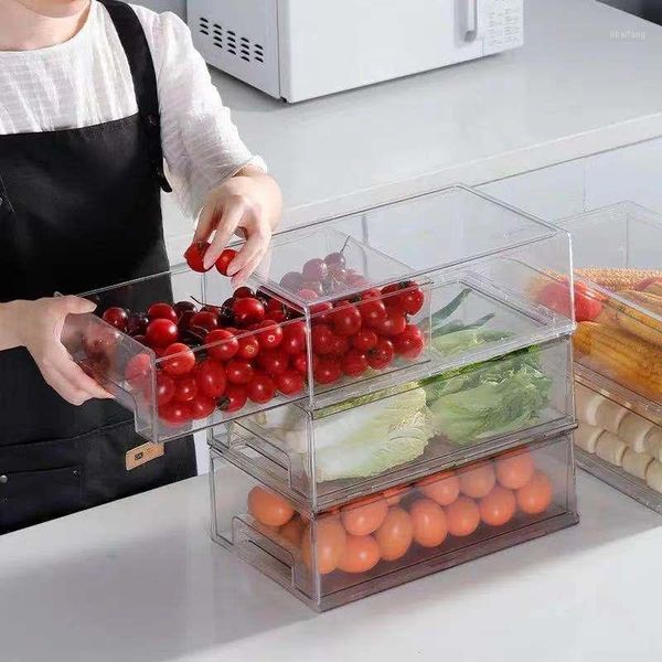 

storage bottles & jars kitchen refrigerator transparent organizer compartment drawer large fruit bin items
