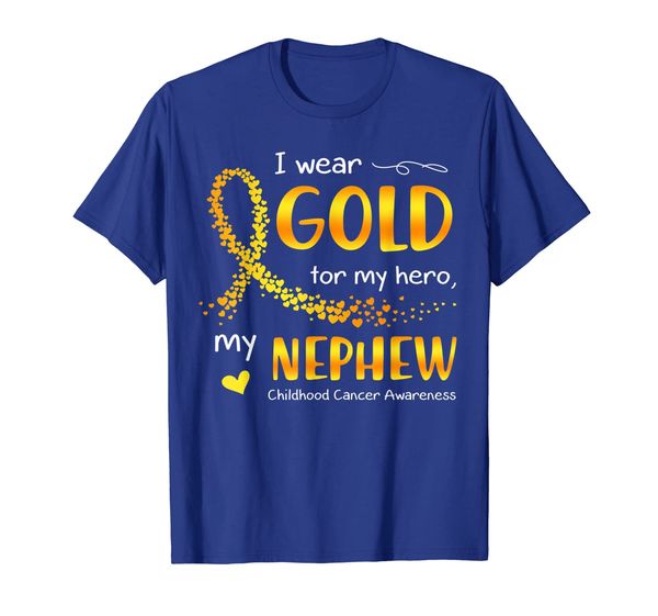 

i wear gold for my nephew childhood cancer awareness tshirt, White;black