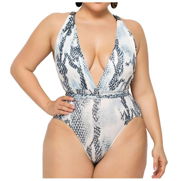 

women's swimwear plus size one piece swimsuit serpentine printed bikini women bathing suit for bath beach, White;black