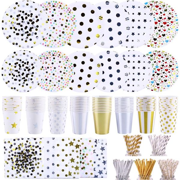 

disposable dinnerware party decoration all kinds of bronzing supplies cup dish straws set baby shower