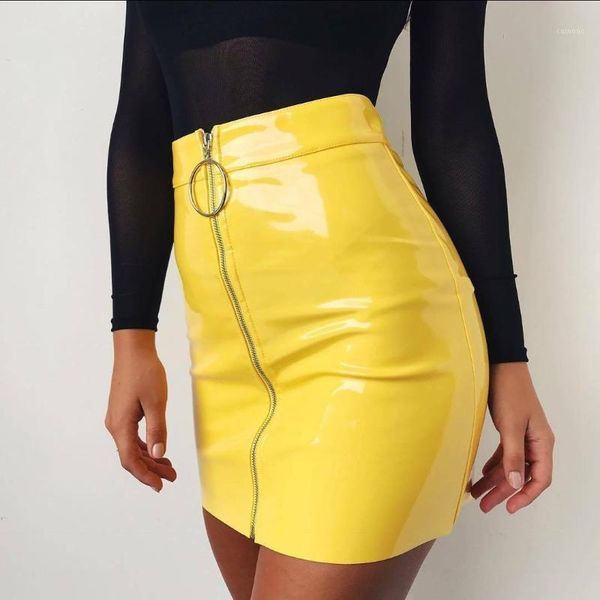 

skirts women's pu leather skirt high waist zipper short mini party club wear usa, Black