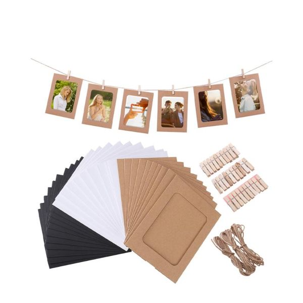 

frames 30pcs 7 inch diy kraft paper po hanging wall decoration with clips and ropes