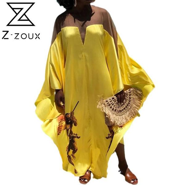 

women dress printed patchwork bohemia es long plus size maxi es loose casual summer beach 210524, Black;gray