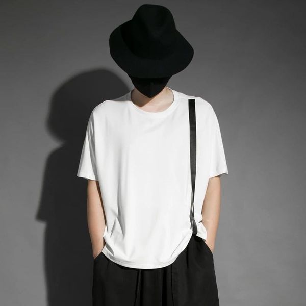 

men's t-shirts fashion short sleeve simple t-shirt shady personality summer strap design bat loose casual round neck, White;black