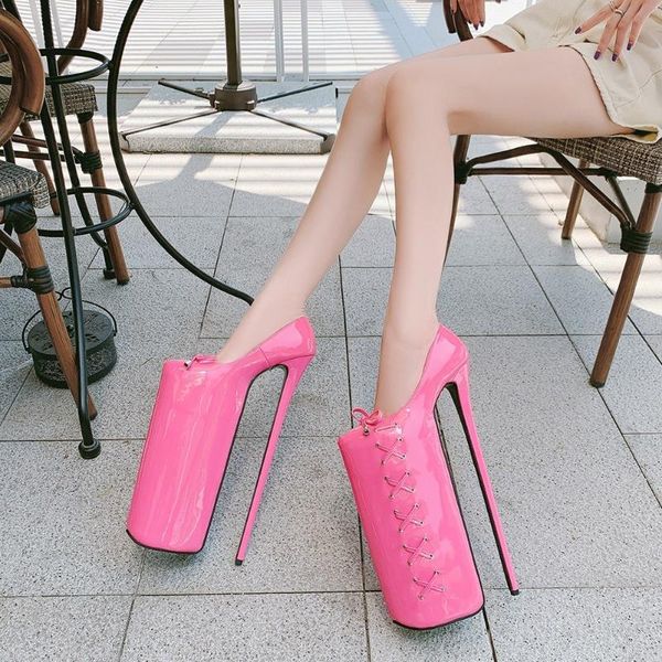 

dress shoes women pumps fashion bow knitting super high heels thin heel patent leather single woman pole danceing shoe party 30cm, Black