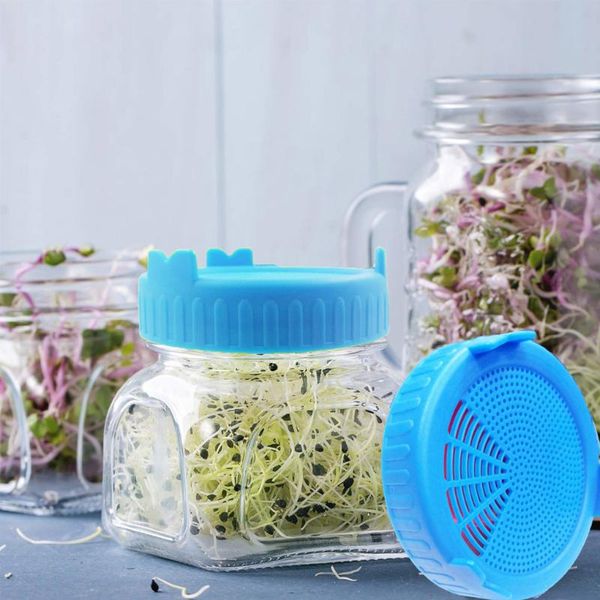 

2pcs grow bean sprouts alfalfa salad lids plastic jar seed sprouting planting planters & pots