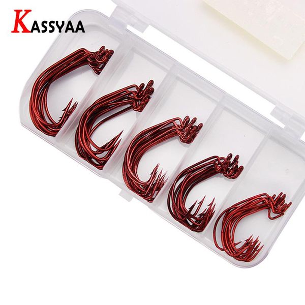 

fishing hooks 50pcs wide crank offset barbed carbon steel fishhooks red #1 #2 #1/0 #2/0 #3/0 carp bass soft worm lure