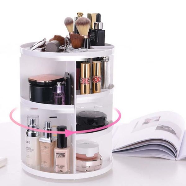 

storage boxes & bins rotate 360 degrees plastic cosmetics makeup organize dressing table organizer deskbox rotation container