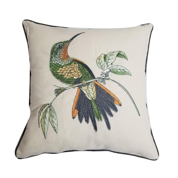 

cushion/decorative pillow 100% cotton embroidered peacock cushion cover modern nordic style hummingbird throw pillows case