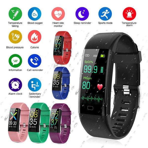 Pulso Oxímetro Esportes Bracelete Upgrade F07T Braceletes Inteligentes Multi-Interface Provavelmente impermeável Termômetro Bracelete Oxímetro de Pulso OLED