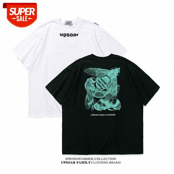 

bee print t-shirt men's summer fluid loose half-sleeved #pt60, White;black