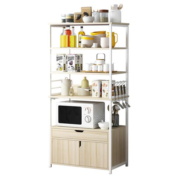

creative kitchen shelf landing multi-layer storage rack space-saving punch-microwave oven seasoning bottles & jars