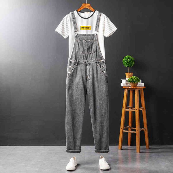 

pantjapanese retro straight denim overalls hip hop loose street jumpsuit men's suspenders, Black