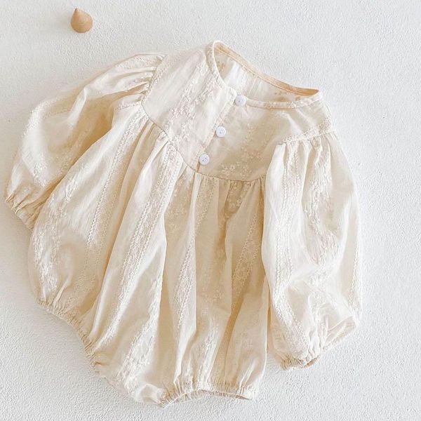 

rompers born baby jumpsuit spring autumn girls clothes korean style girl bodysuits cotton long sleeve flower embroidery, Blue