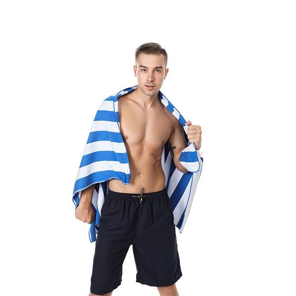 

towel 1pcs wide striped quick-drying manufacturers selling color absorbent beach towels size 80x130cm