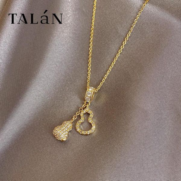 

fashion crystal gold color alloy metal pendant necklaces for women ethnic statement lucky gourd party girl's jewelry gift, Silver