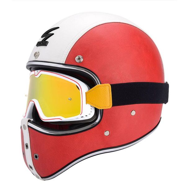 

vintage full face motorbike helmet leather cafe racer cross country motorcycle retro capacete de moto helmets