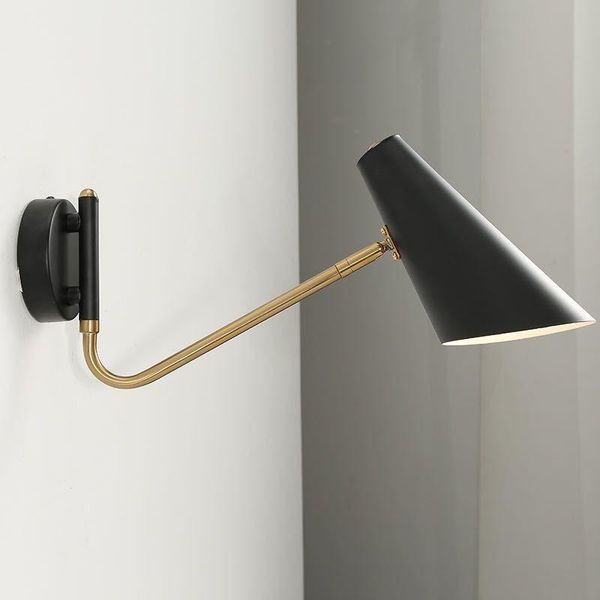 

nordic industrial wall lamp black rotated arm vintage mounted light bedside bedroom living room luminarias home