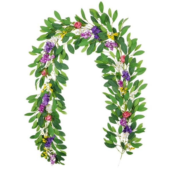

decorative flowers & wreaths at69 -wisteria artificial vine garland wedding arch decoration fake plants foliage rattan trailing faux wall